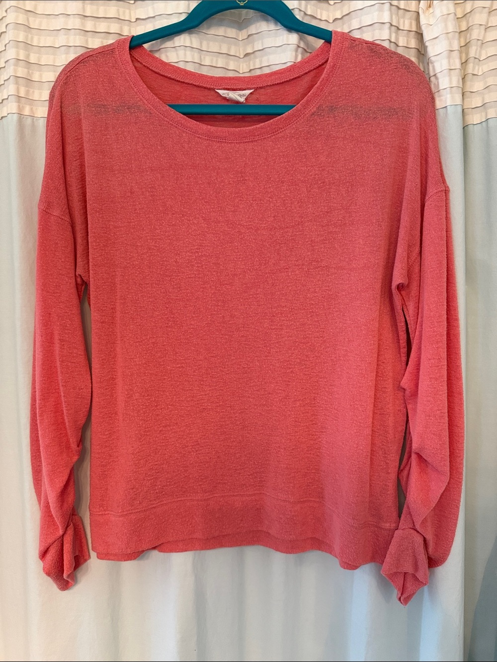Caslon Coral Pink Lightweight Sheer Summer Crewneck Sweater